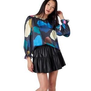 Crosby by Mollie Burch Willa SKORT in Faux Vegan Leather Black 15008F2 Small NEW